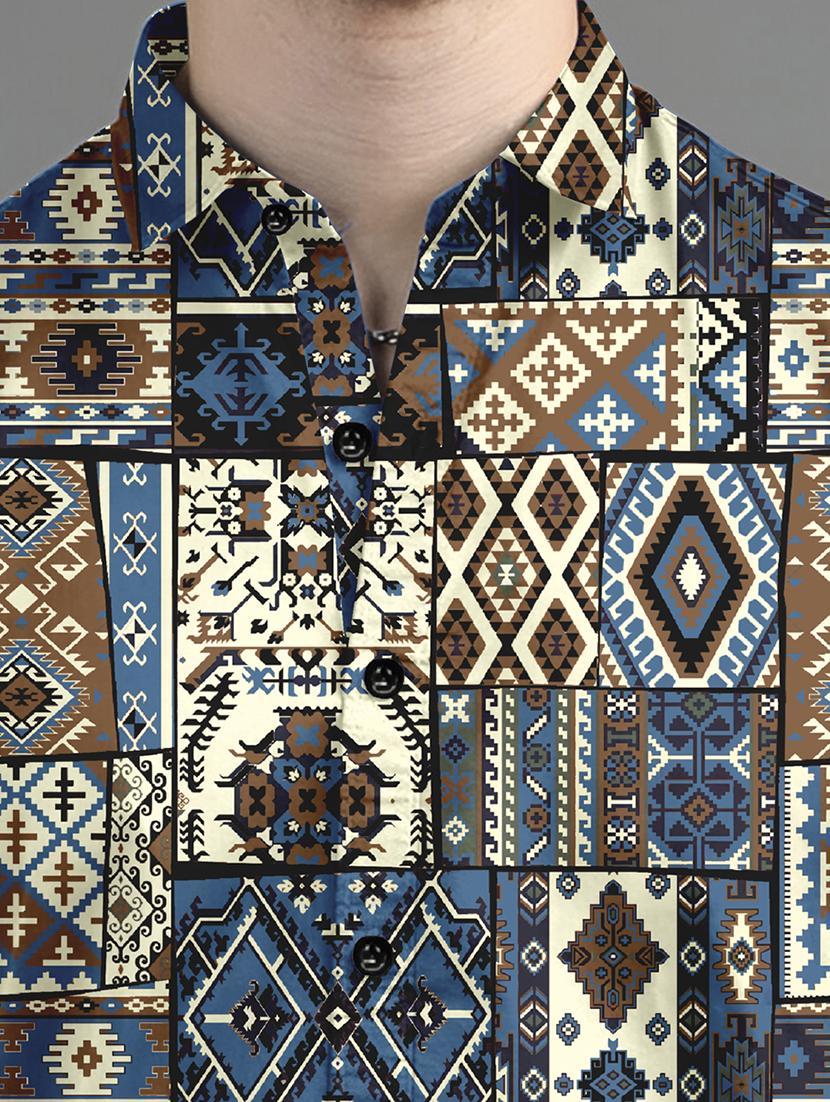 men printed short sleeve regular fit casual shirt - 21874589 - Standard Image - 3