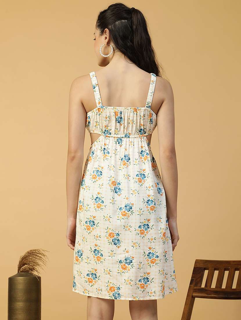 women printed shoulder strap a-line dress - 21874595 - Standard Image - 3