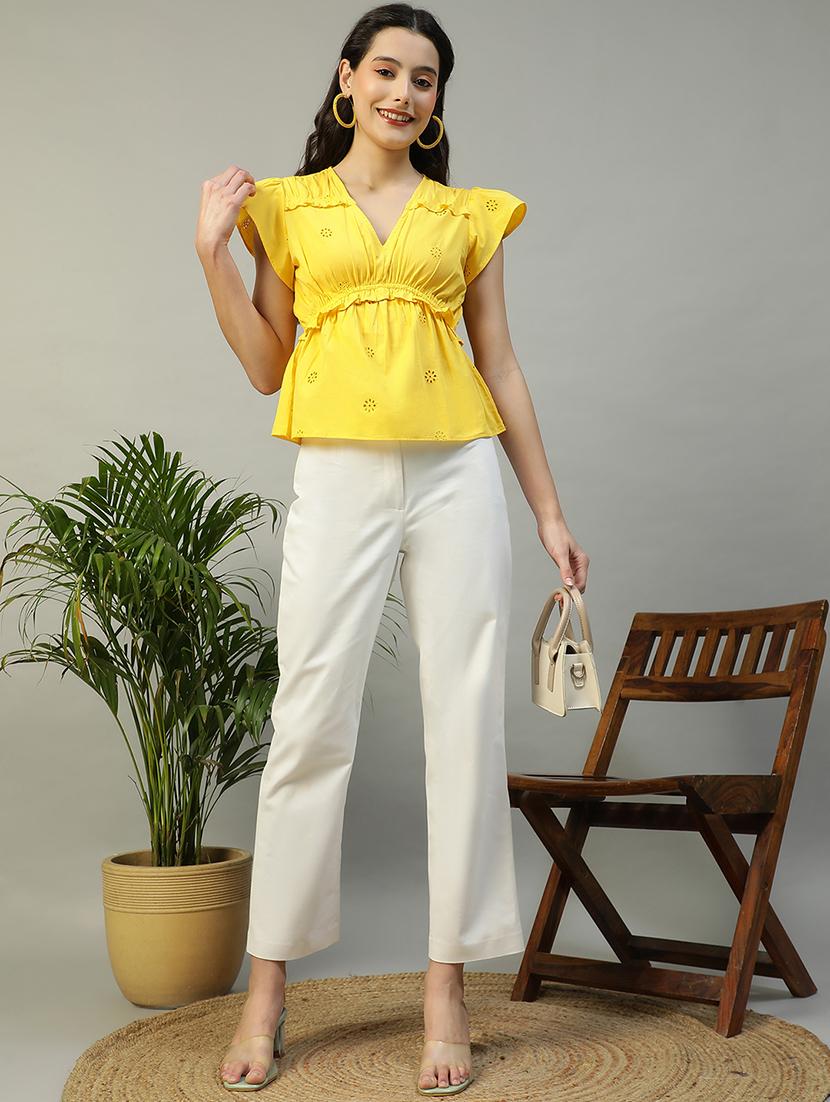 women flute sleeevs schiflli peplum top - 21874602 - Standard Image - 5