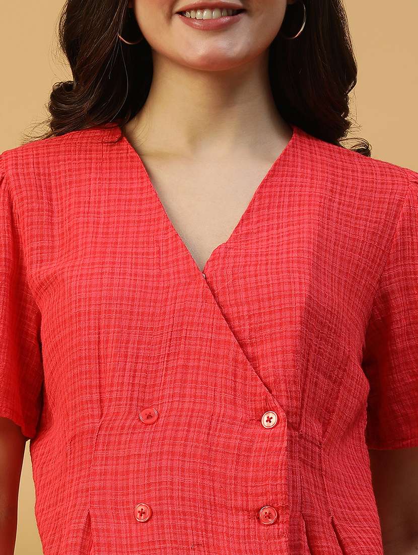 women self designed short sleeves wrap top - 21874606 -  Standard Image - 3