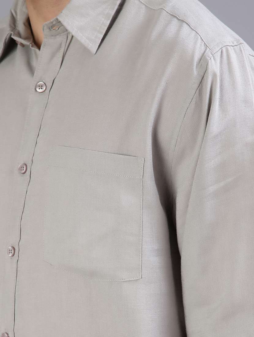 men solid collared long sleeve casual shirt - 21874667 - Standard Image - 5