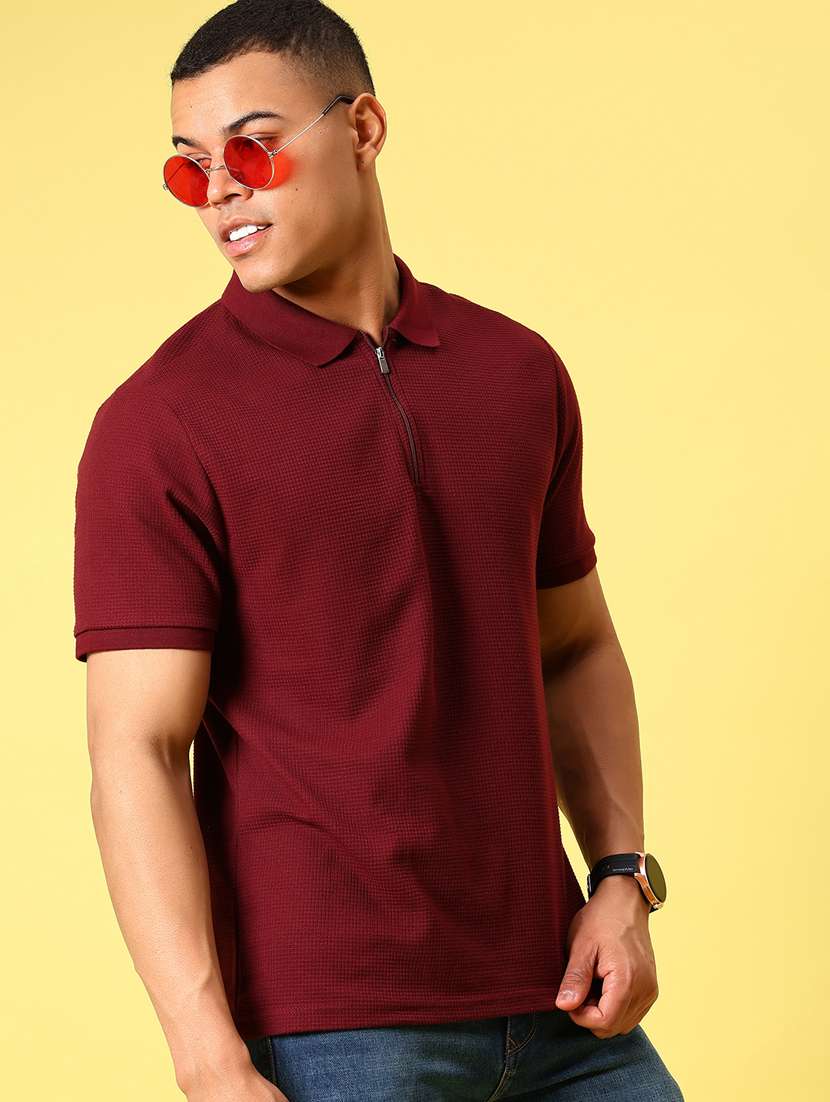 maroon cotton plain tshirt