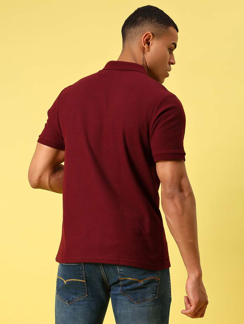 maroon cotton plain tshirt - 21874685 -  Standard Image - 3