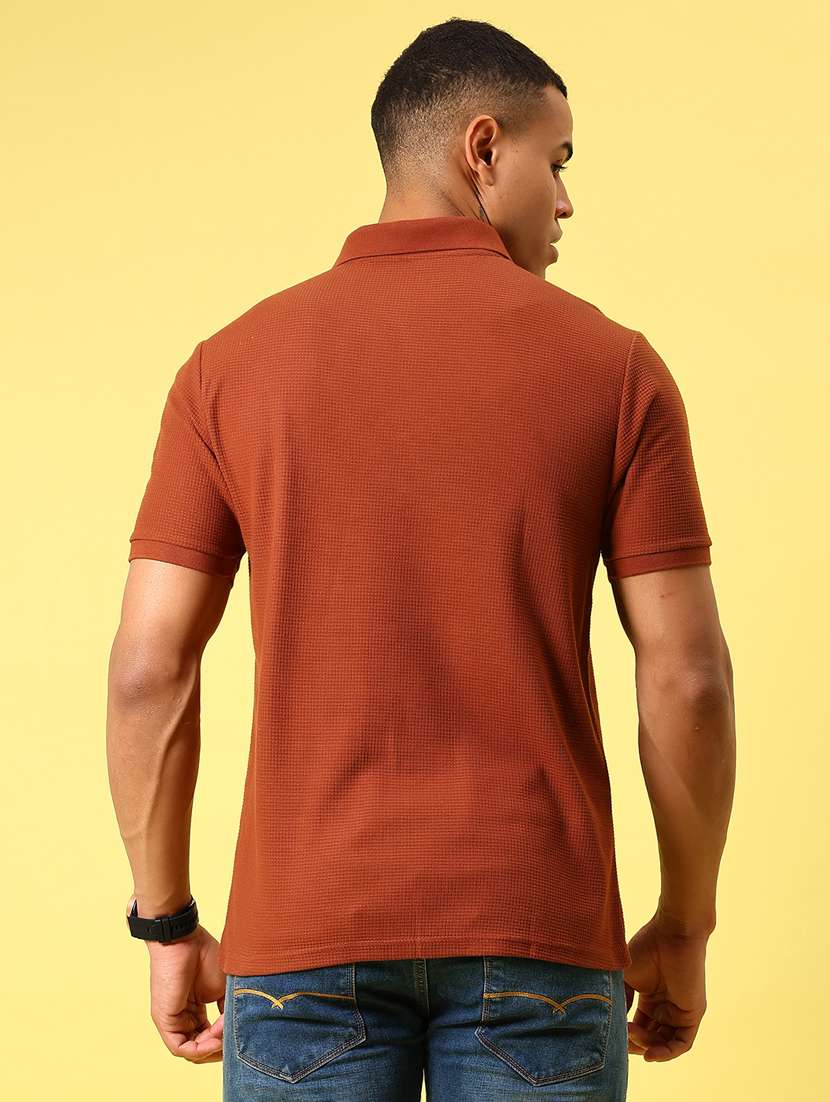 brown cotton plain tshirt - 21874686 - Standard Image - 3