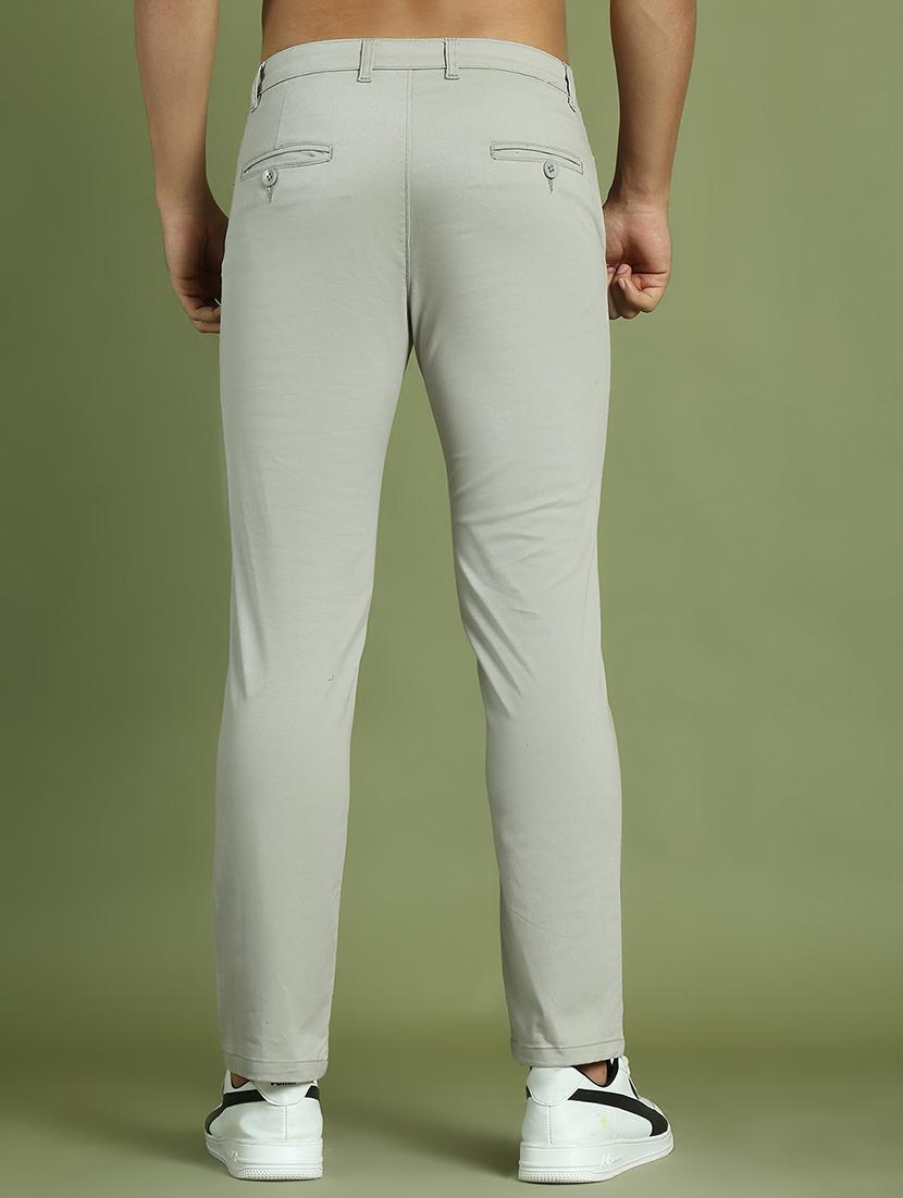 men grey mid rise flat front casual trouser - 21874831 - Standard Image - 3