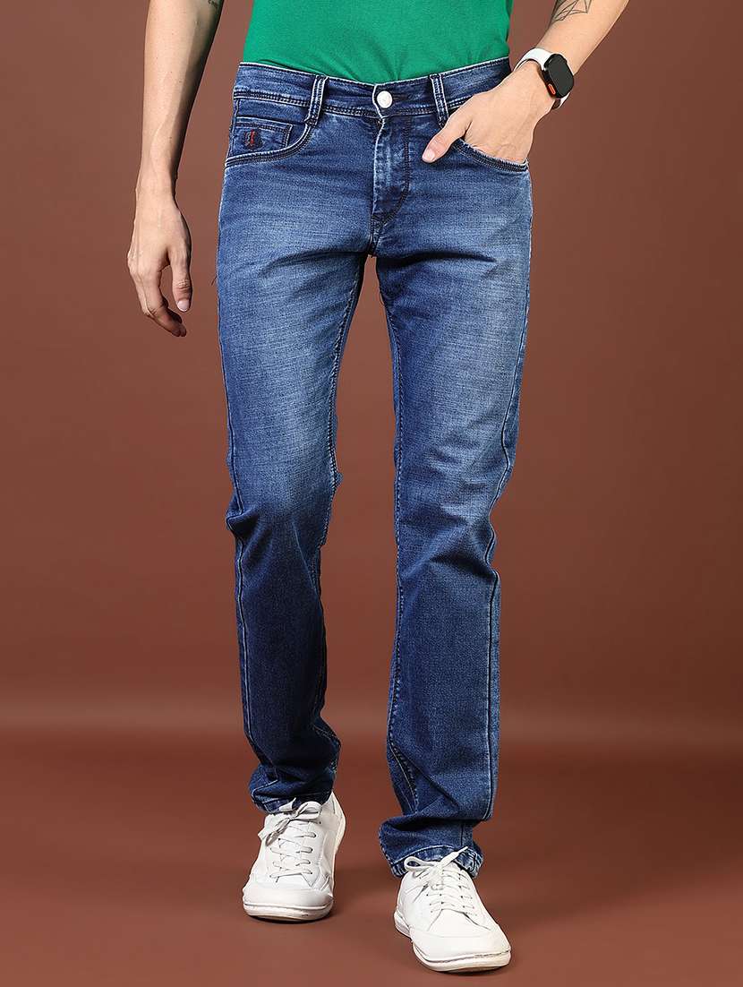 men solid mid rise slim fit jean