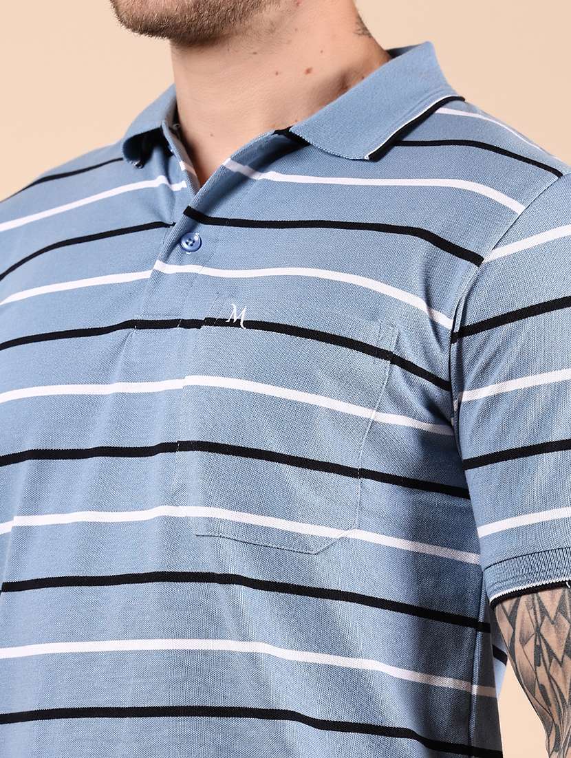 men striped short sleeve regular fit polo t-shirt - 21878615 -  Standard Image - 3