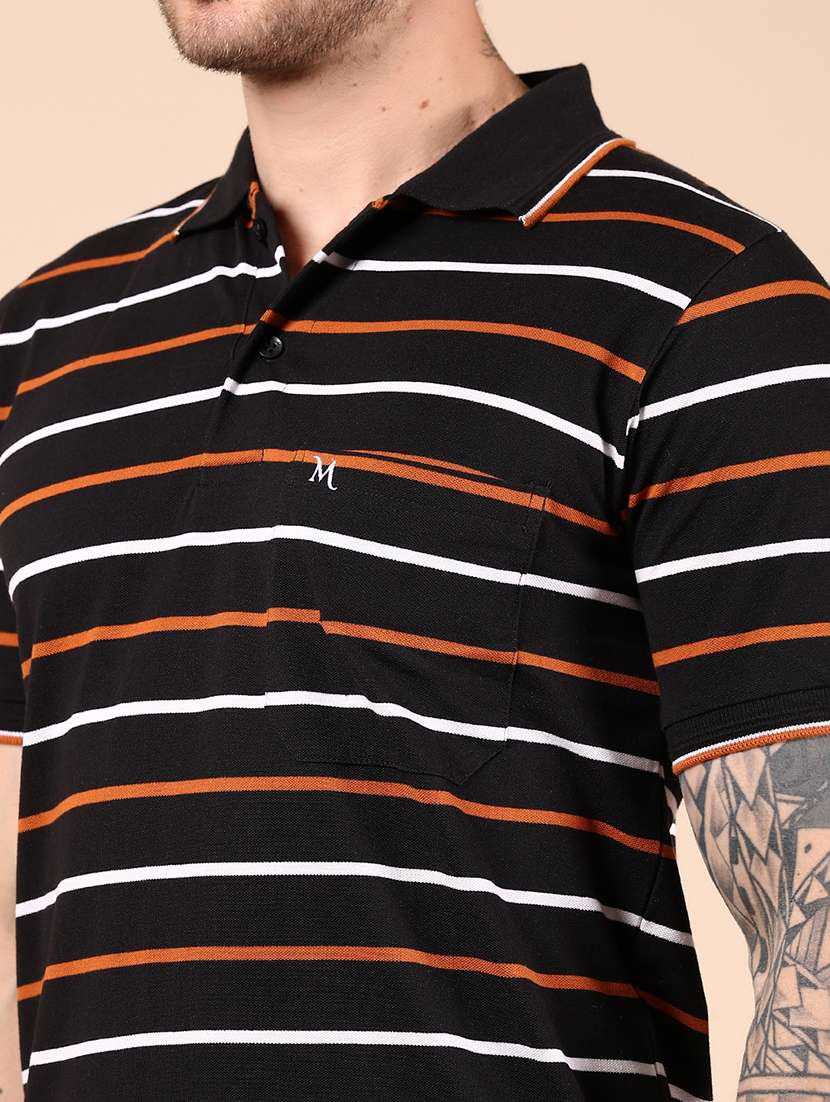 men striped short sleeve regular fit polo t-shirt - 21878705 -  Standard Image - 3