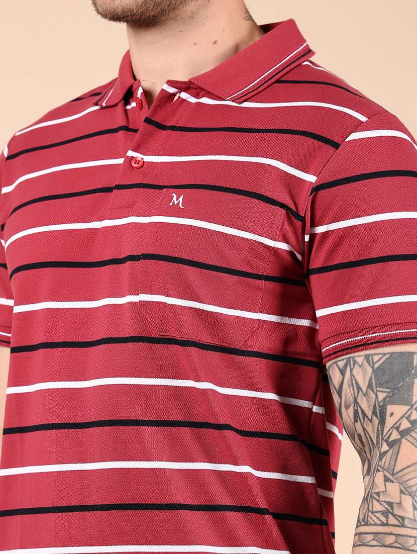 men striped short sleeve regular fit polo t-shirt - 21878706 -  Standard Image - 3