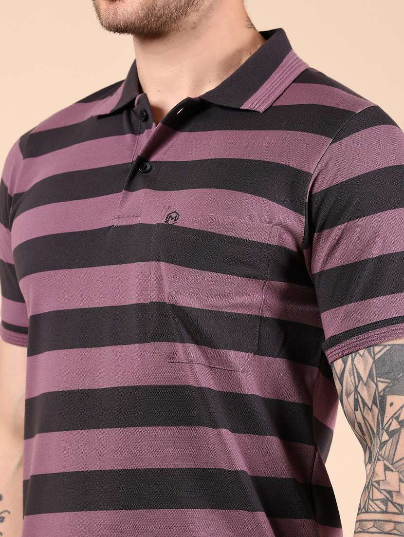 men striped short sleeve regular fit polo t-shirt - 21878797 -  Standard Image - 3