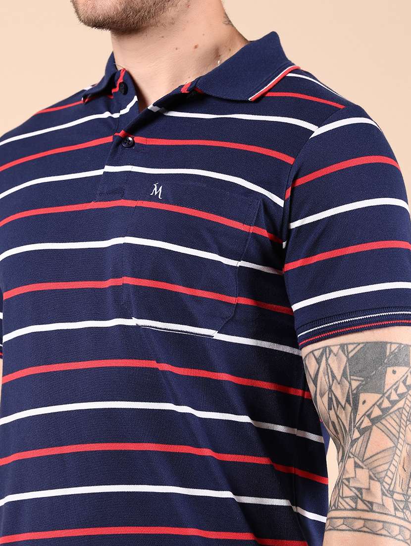 men striped short sleeve regular fit polo t-shirt - 21878799 -  Standard Image - 3