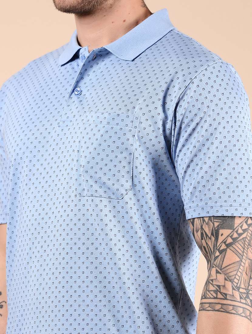 blue cotton all over print tshirt - 21878913 -  Standard Image - 3