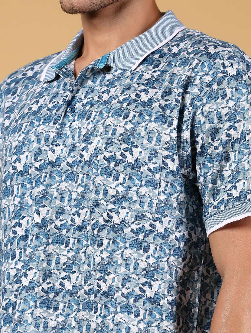 men printed short sleeve regular fit polo t-shirt - 21879204 -  Standard Image - 3
