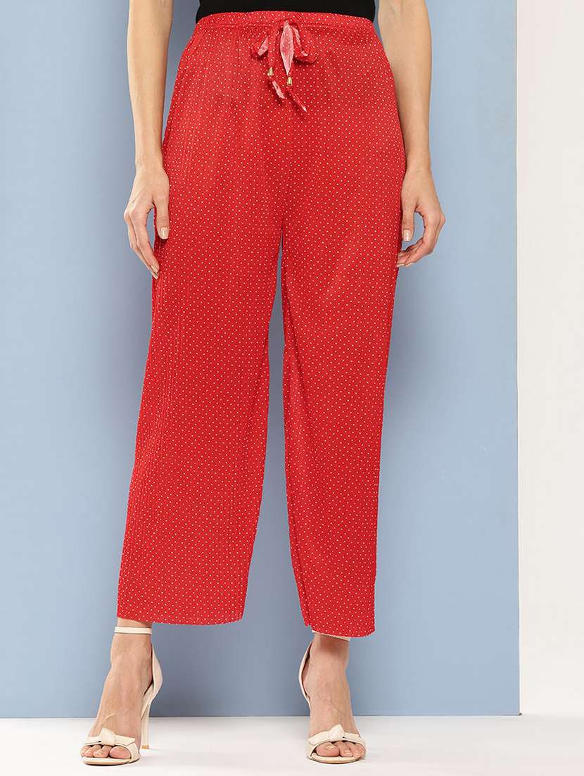 women polka doted high rise palazzo 