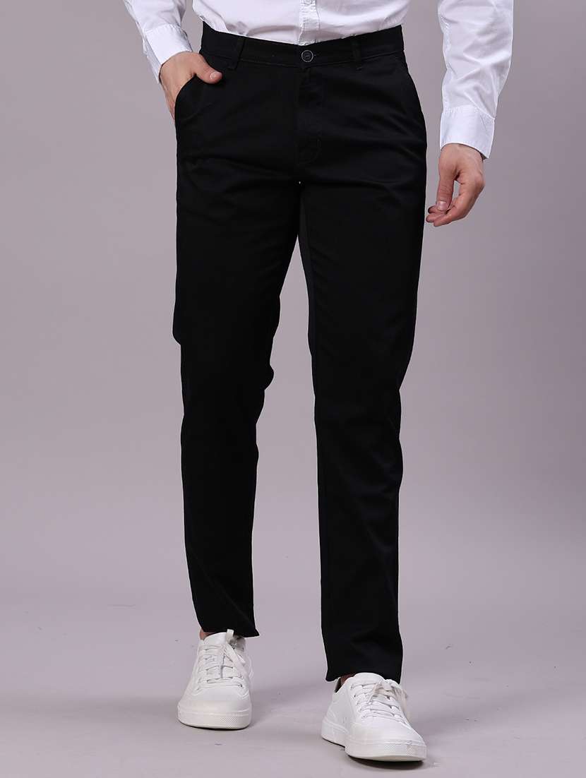 men solid mid rise casual chinos