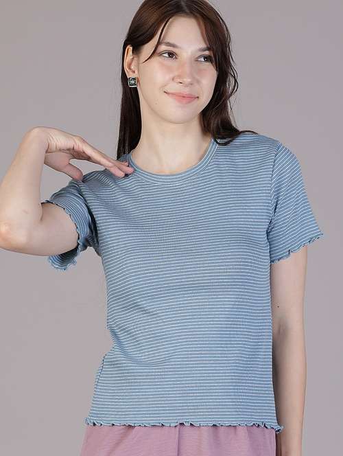women striped short sleeve t-shirt - 21880795 - Standard Image - 0
