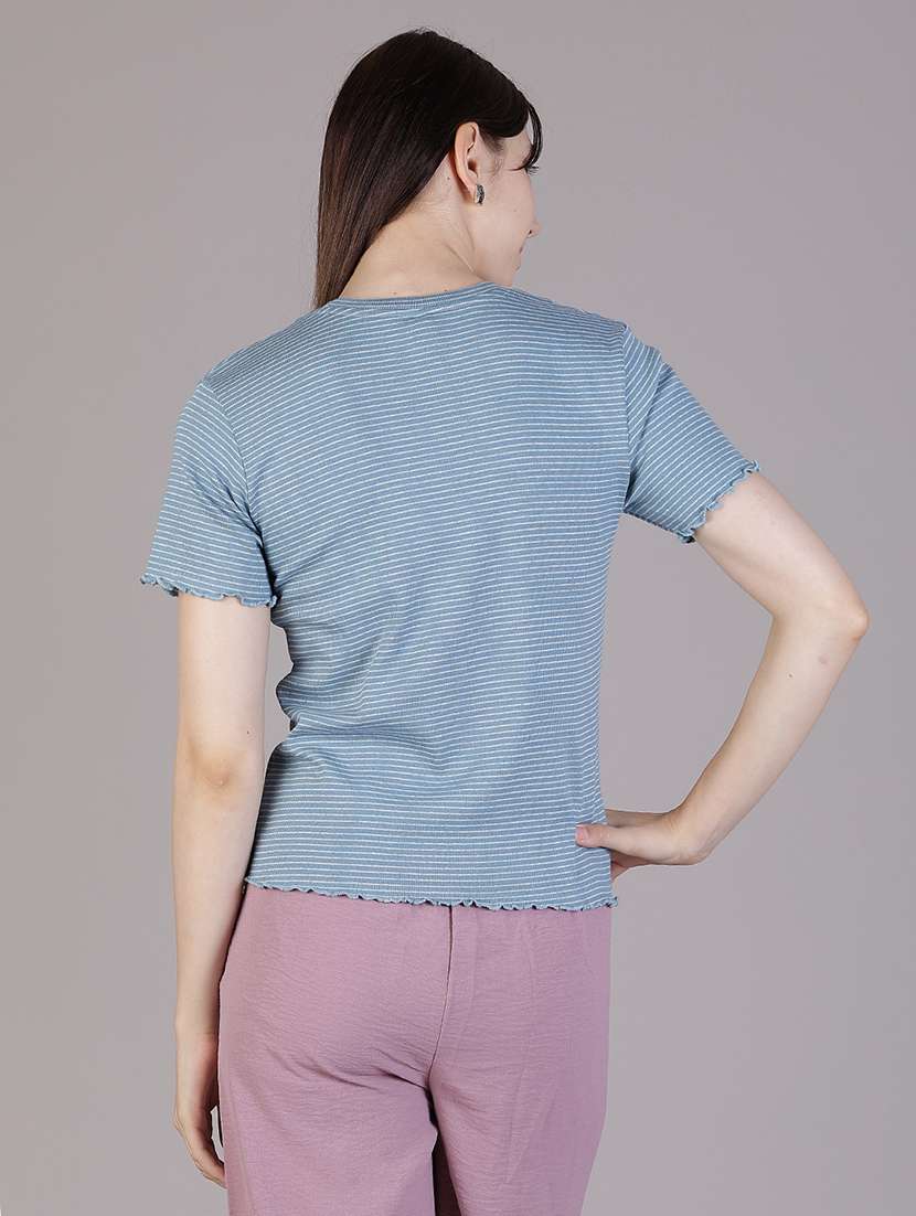 women striped short sleeve t-shirt - 21880795 - Standard Image - 3