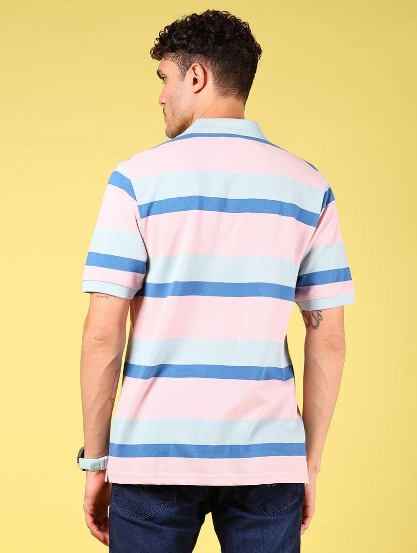 men striped short sleeve rgular fit polo t-shirt - 21880817 -  Standard Image - 3