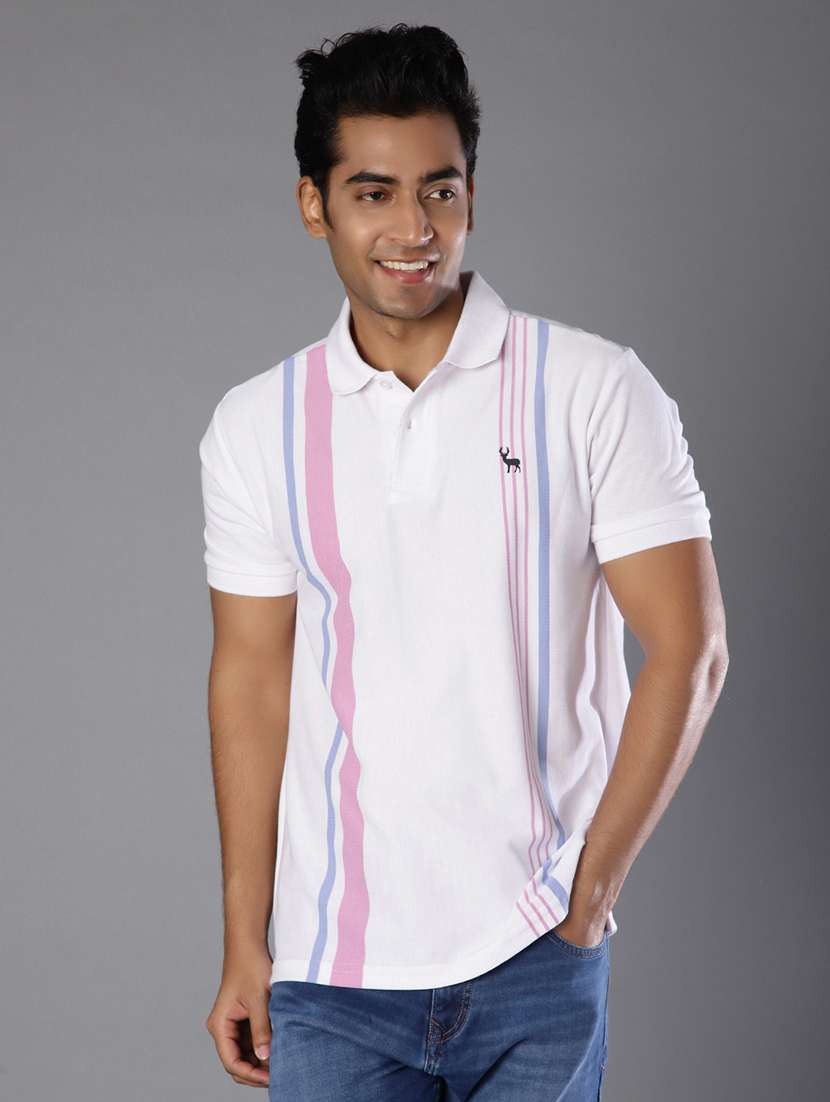 men striped short sleeve regular fit polo t-shirt