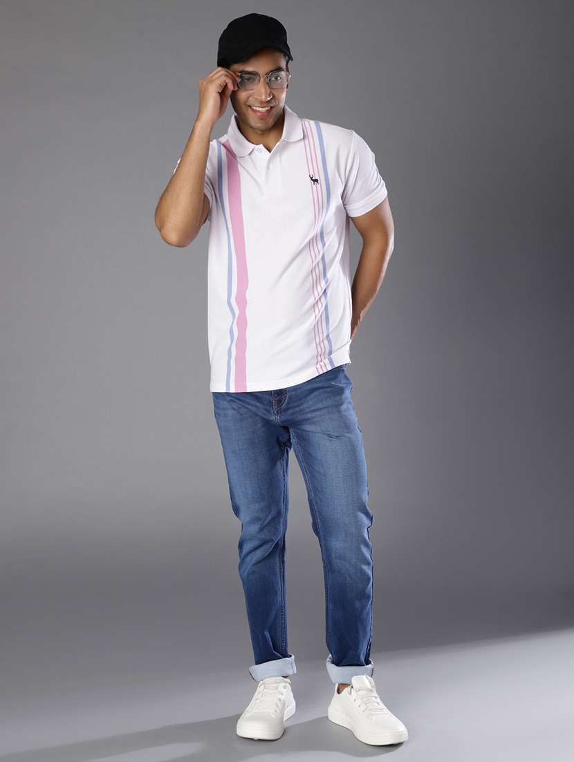 men striped short sleeve regular fit polo t-shirt - 21880818 -  Standard Image - 3