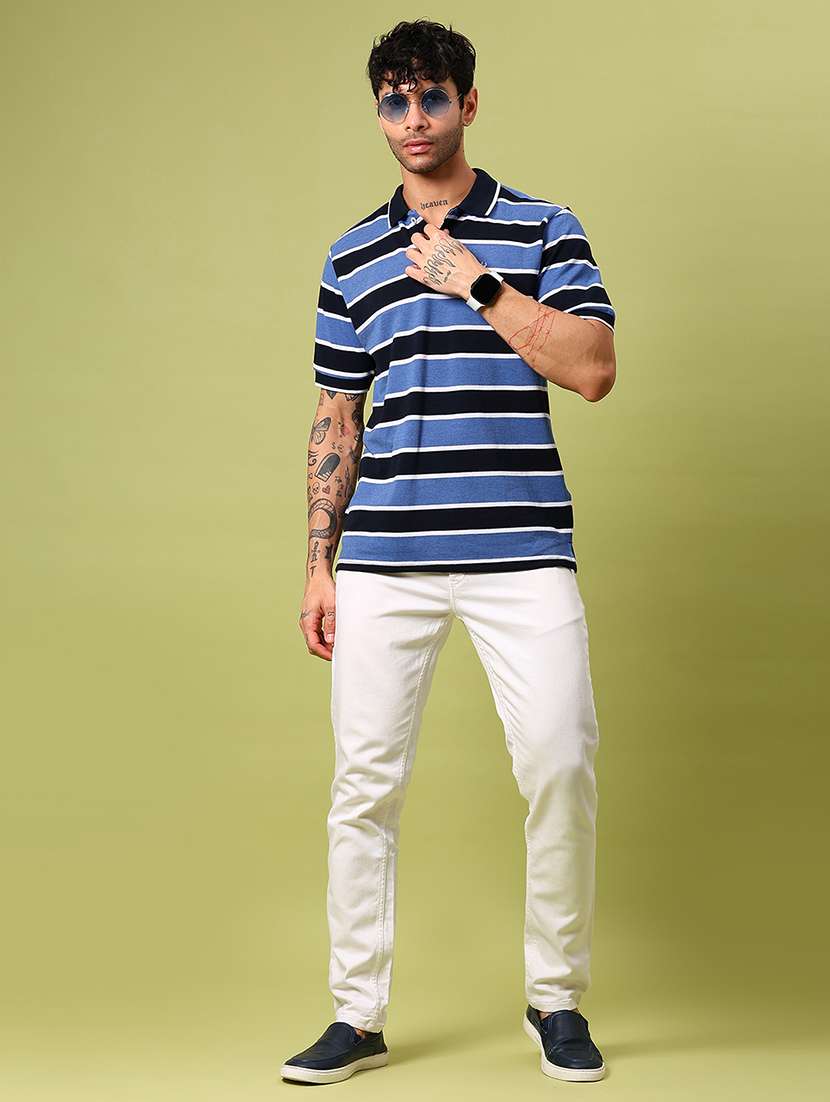 men striped short sleeve regular fit polo t-shirt - 21880820 -  Standard Image - 3