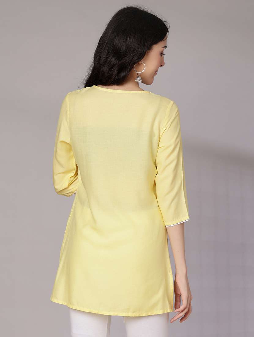 women embroidered three quarter sleeve kurti - 21880838 -  Standard Image - 3