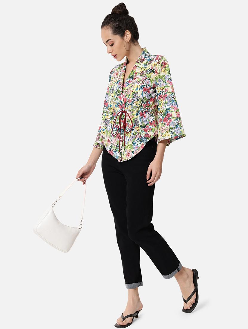 women floral print lapel neck shirt style top - 21880883 - Standard Image - 5
