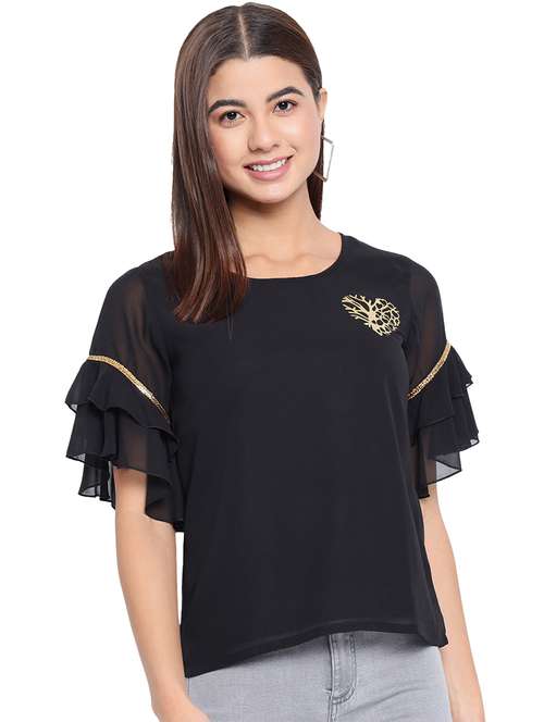 women solid short sleeves regular top