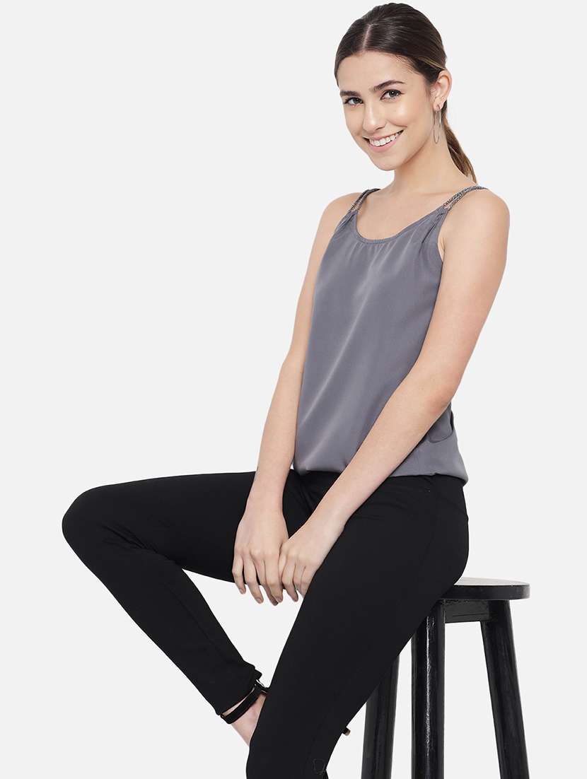 women solid shoulder strap regular top - 21880891 - Zoom Image - 0