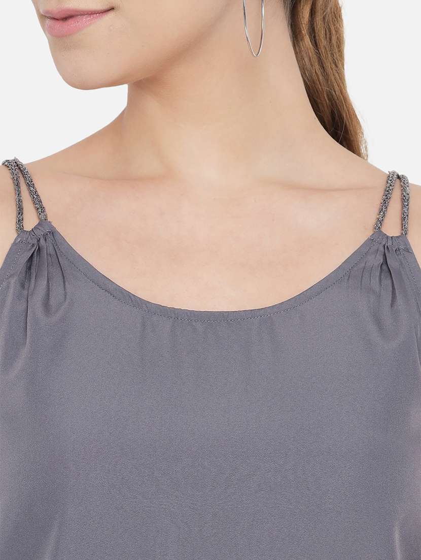 women solid shoulder strap regular top - 21880891 - Standard Image - 5