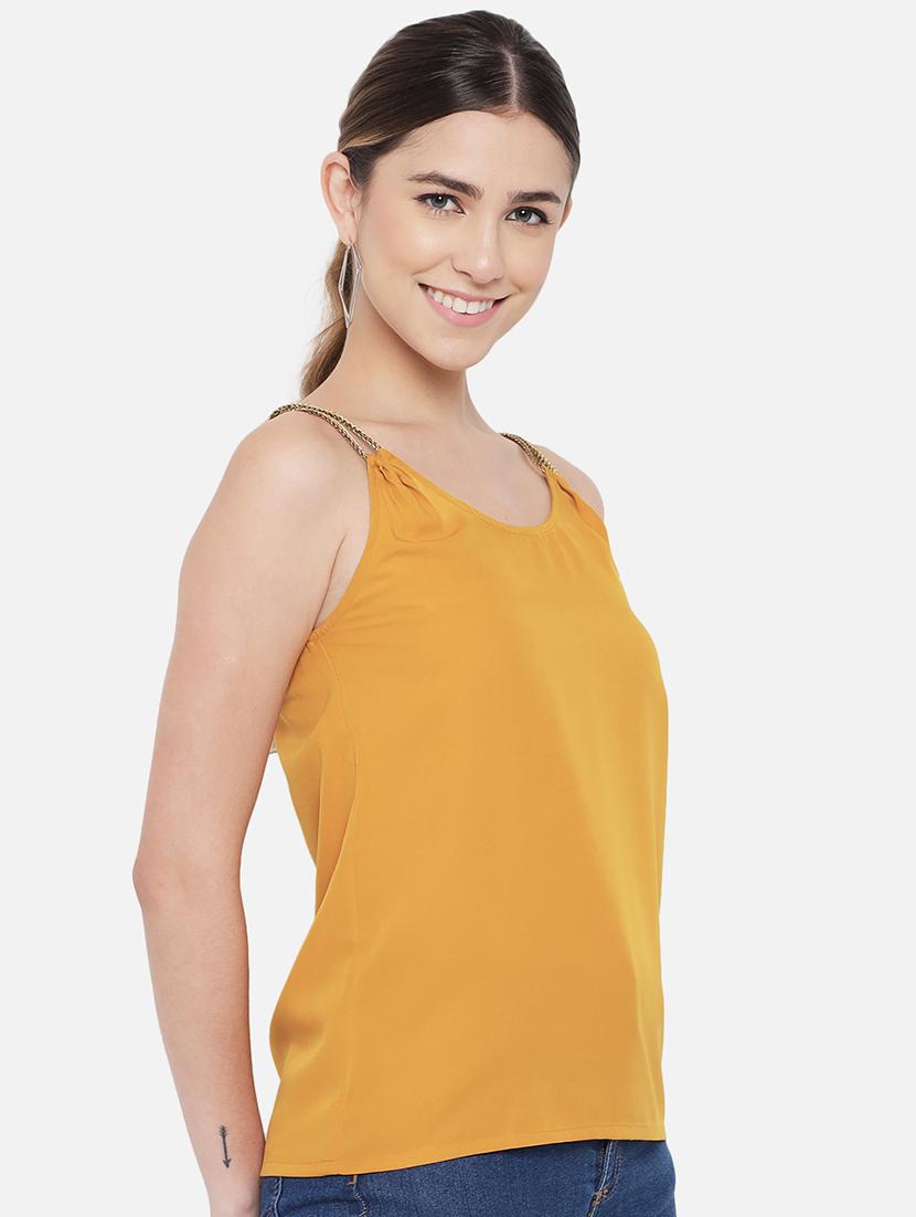 women solid shoulder strap regular top - 21880892 - Standard Image - 3