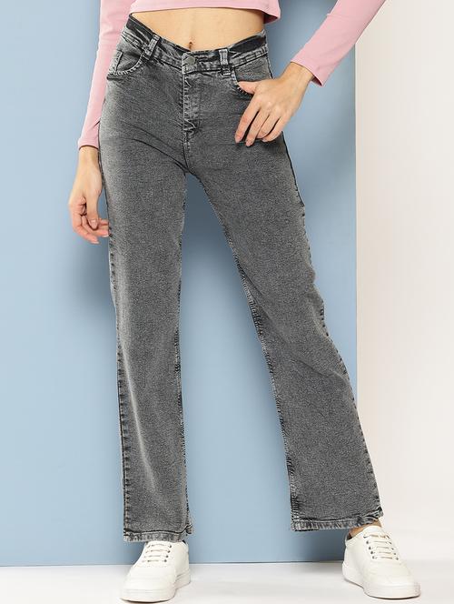 women solid high rise straight fit jean - 21880978 -  Standard Image - 0