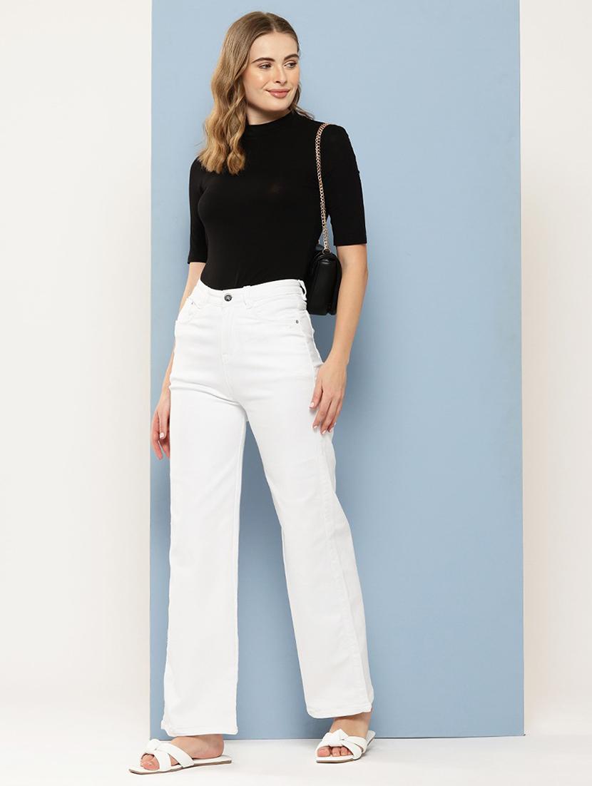women solid high rise wide leg jean - 21881006 - Standard Image - 3