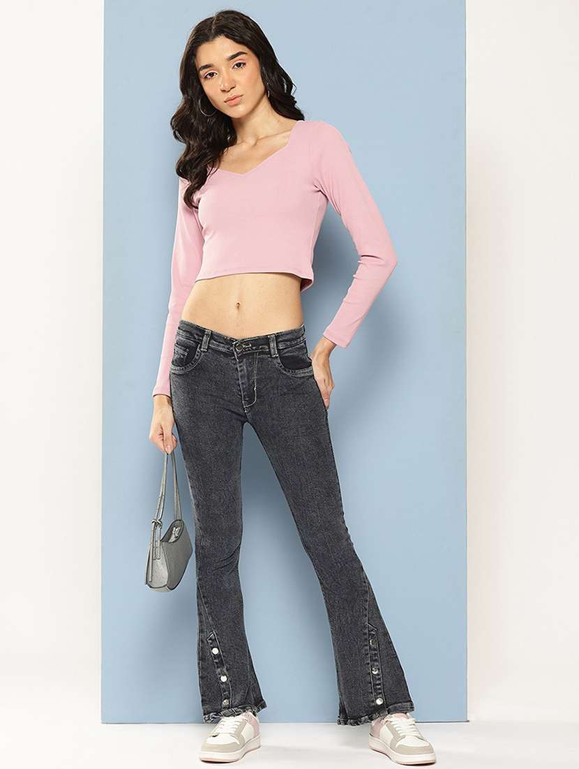 women solid low rise bootcut jean - 21881009 -  Standard Image - 3