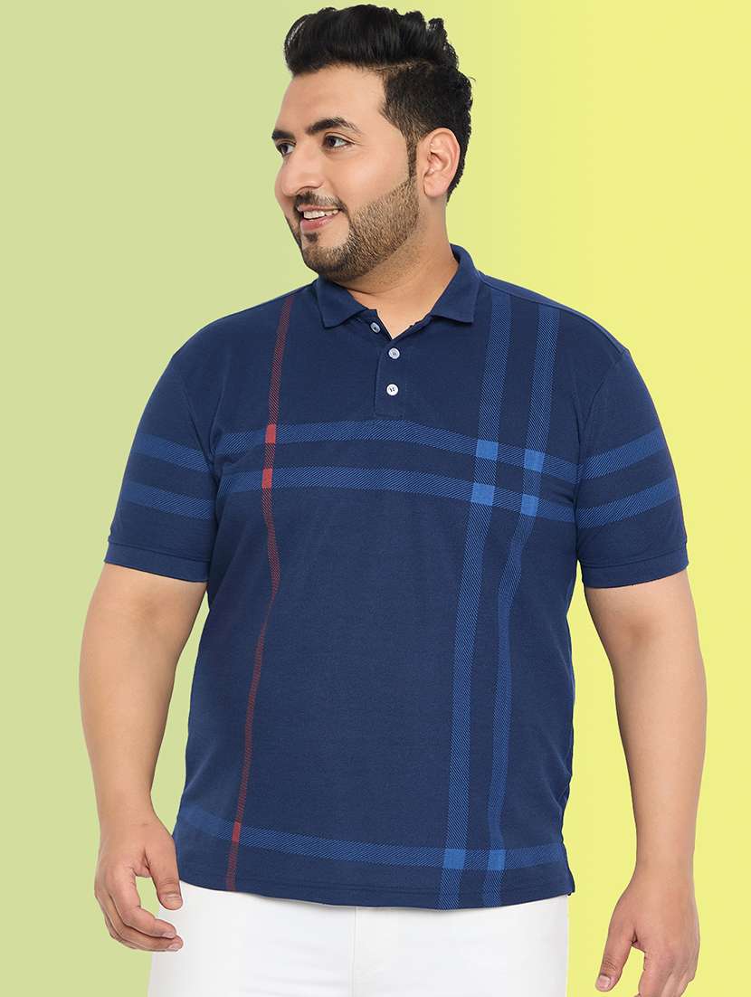 men checked short sleeve regular fit polo t-shirt