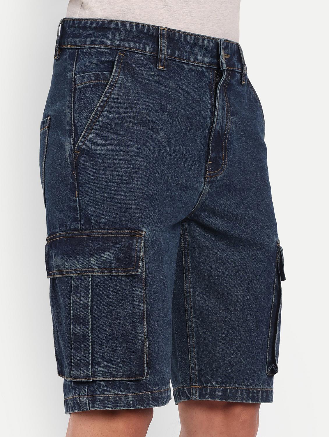 men solid mid rise regular fit cargo short - 21881118 - Standard Image - 3