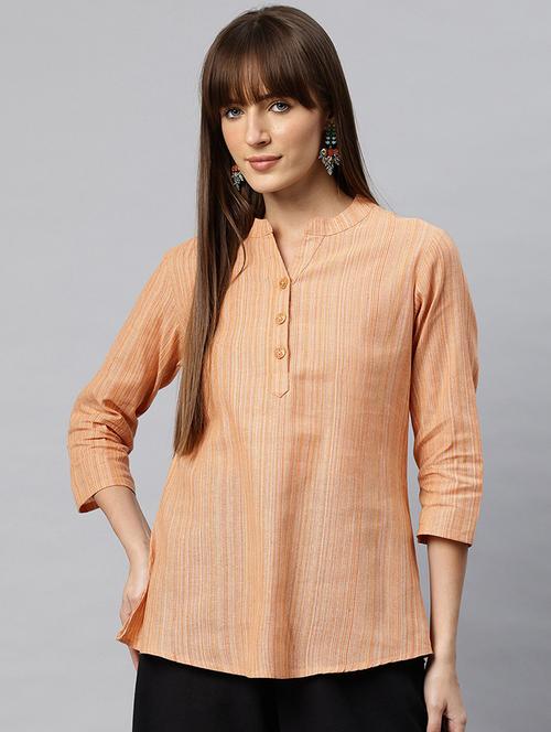 women striped three quarter sleeves regular top - 21881197 -  Standard Image - 0