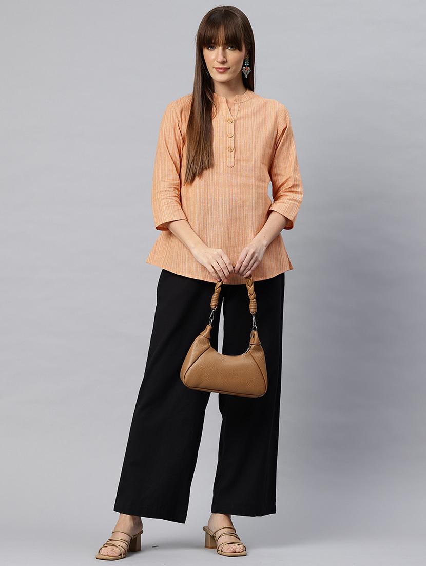women striped three quarter sleeves regular top - 21881197 - Standard Image - 3