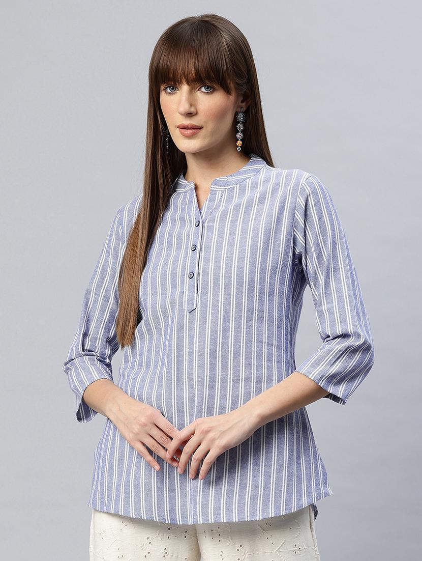 women striped three quarter sleeves regular top - 21881198 -  Zoom Image - 0