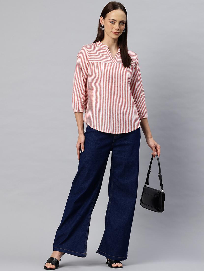 women striped three quarter sleeves top - 21881202 - Standard Image - 3