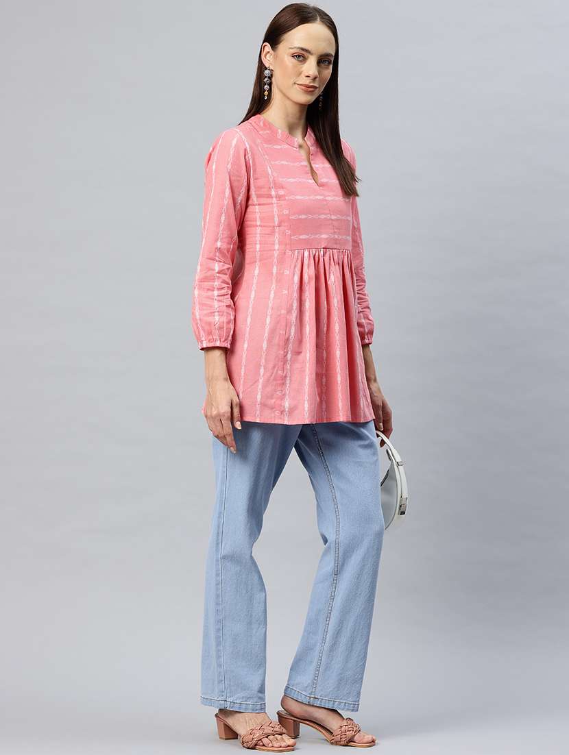 women self designed mandarin neck flared kurti - 21881211 - Standard Image - 3