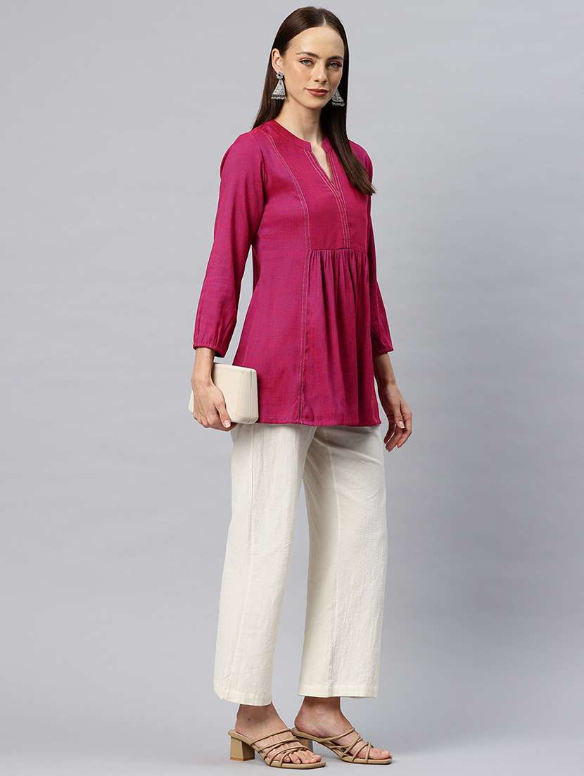 women self designed mandarin neck flared kurti - 21881213 -  Standard Image - 3