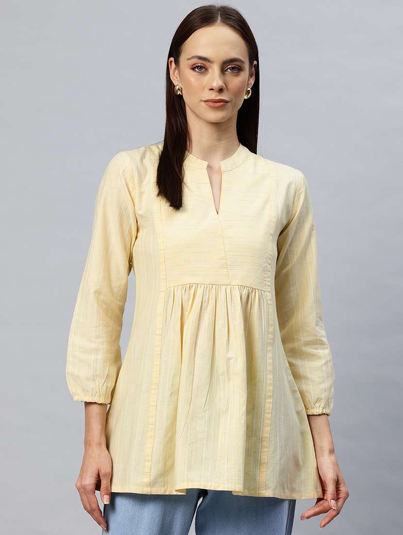women self designed mandarin neck flared kurti - 21881215 - Zoom Image - 0
