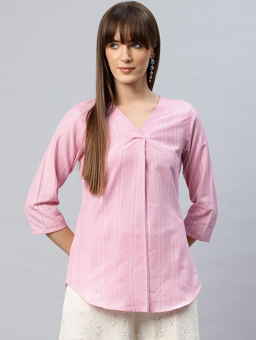 women striped pink regular top - 21881216 - Zoom Image - 0