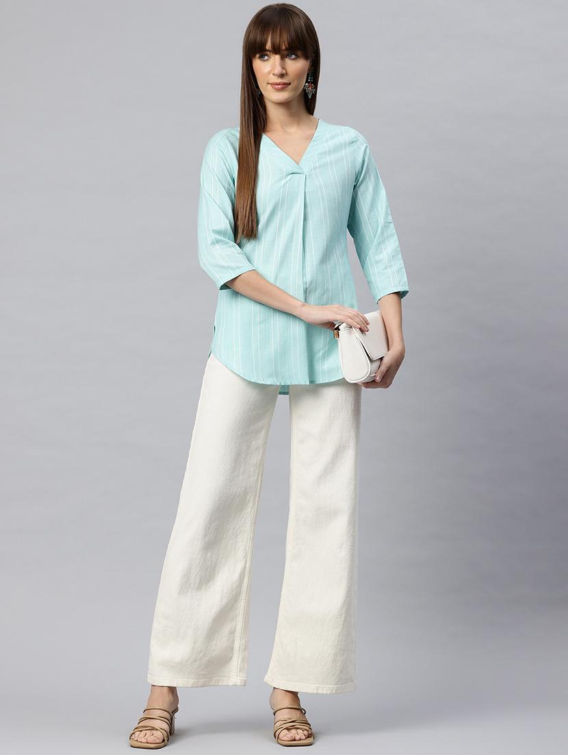 women striped blue regular top - 21881217 - Standard Image - 3