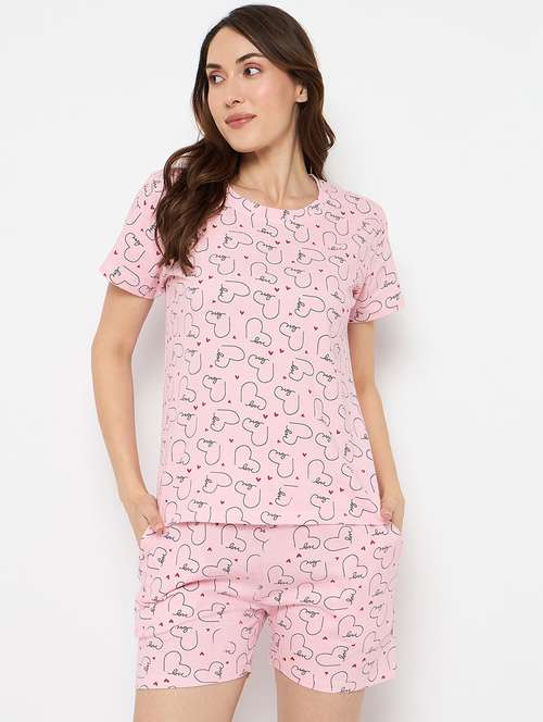 women printed nightwear shorts set - 21881254 -  Standard Image - 0