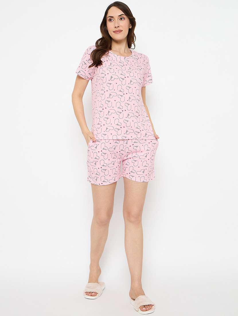 women printed nightwear shorts set - 21881254 -  Standard Image - 5