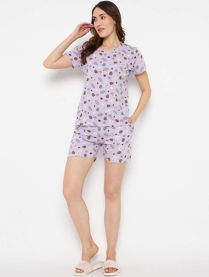 women printed nightwear shorts set - 21881255 -  Standard Image - 5