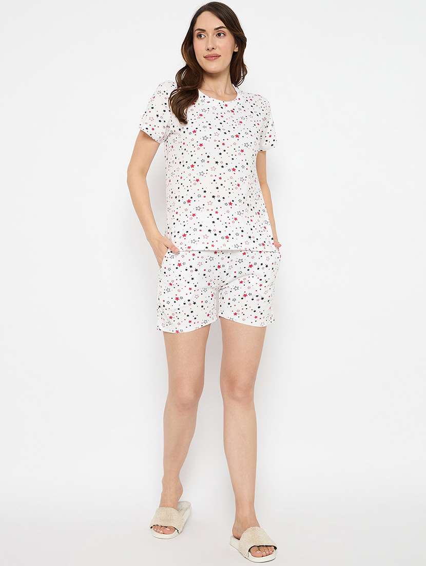 women printed nightwear shorts set - 21881256 -  Standard Image - 5