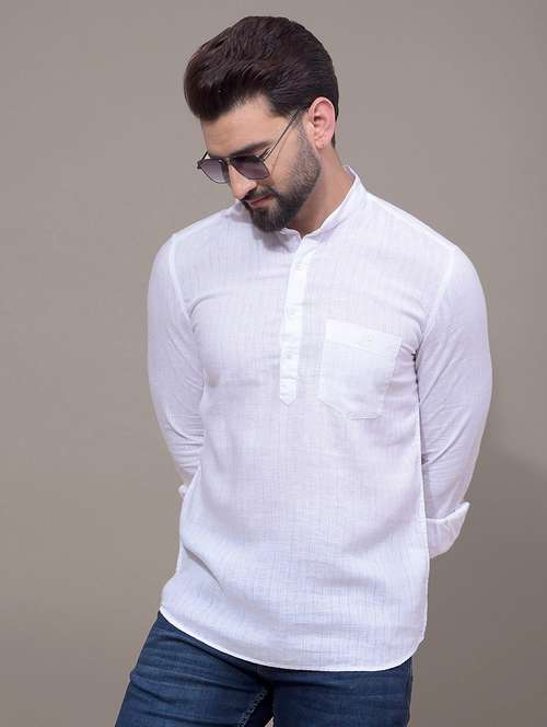 men white striped long sleeve short kurta - 21881266 -  Standard Image - 0